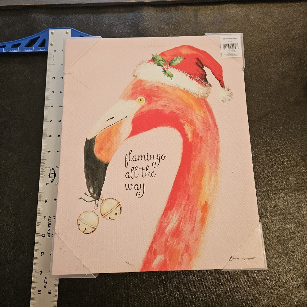 Flamingo Christmas Canvas Art